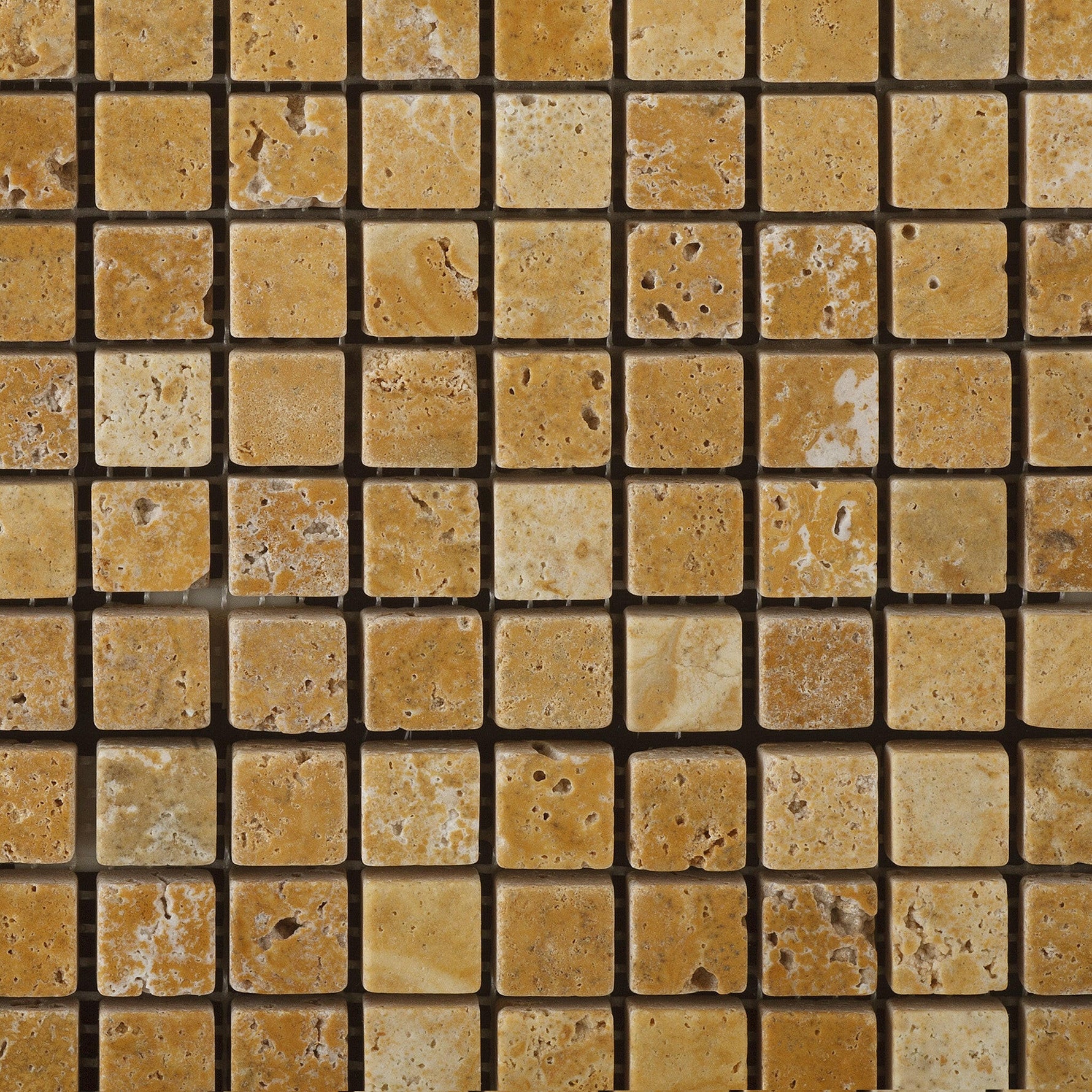 5/8 X 5/8 Gold / Yellow Travertine Tumbled Mosaic Tile-Travertine Mosaic-American Tile Depot