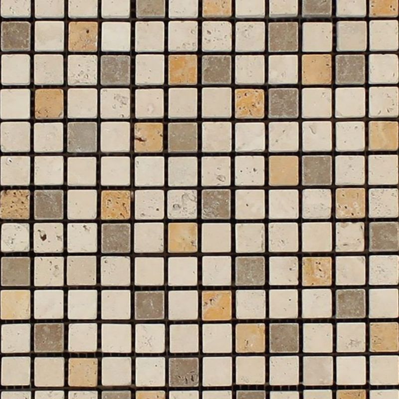 5/8 X 5/8 Mixed Travertine Tumbled Mosaic Tile-Travertine Mosaic-American Tile Depot