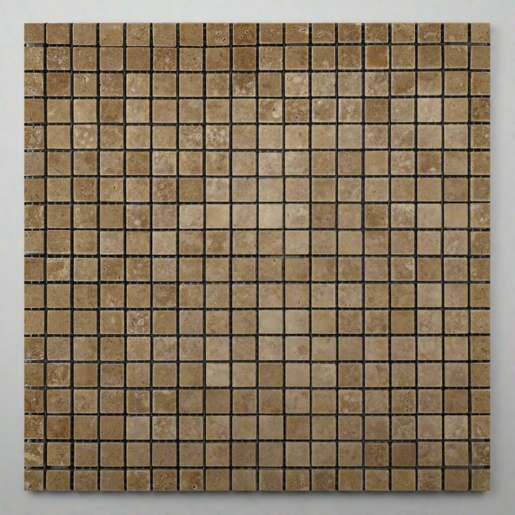 5/8 X 5/8 Noce Travertine Tumbled Mosaic Tile-Travertine Mosaic-American Tile Depot