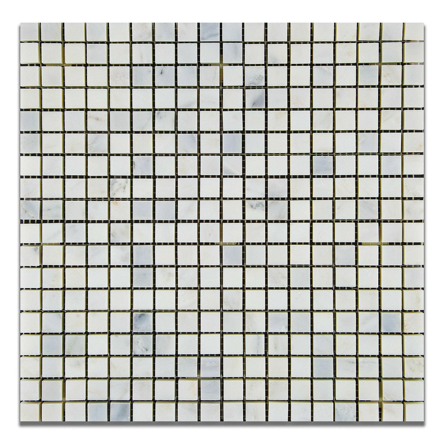 5/8 X 5/8 Oriental White / Asian Statuary Marble Polished Mosaic Tile-Marble Mosaic-American Tile Depot