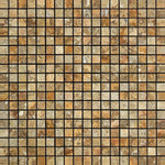 5/8 X 5/8 Scabos Travertine Polished Mosaic Tile-Travertine Mosaic-American Tile Depot