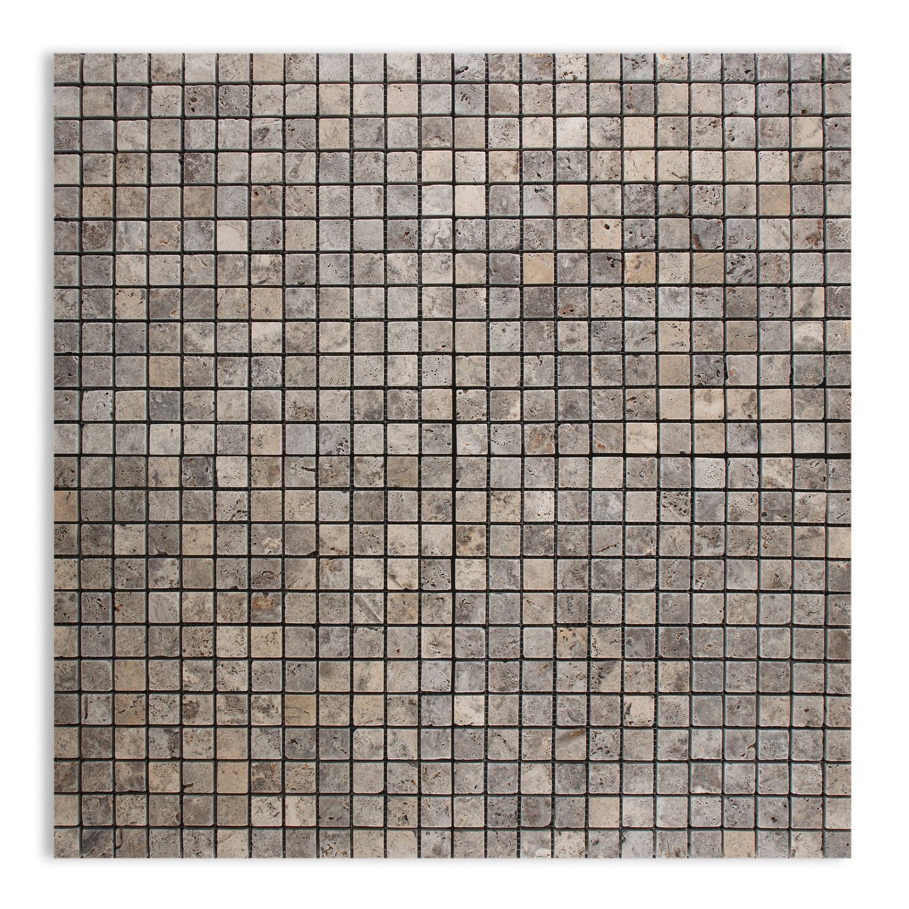 5/8 X 5/8 Silver Travertine Tumbled Mosaic Tile-Travertine Mosaic-American Tile Depot