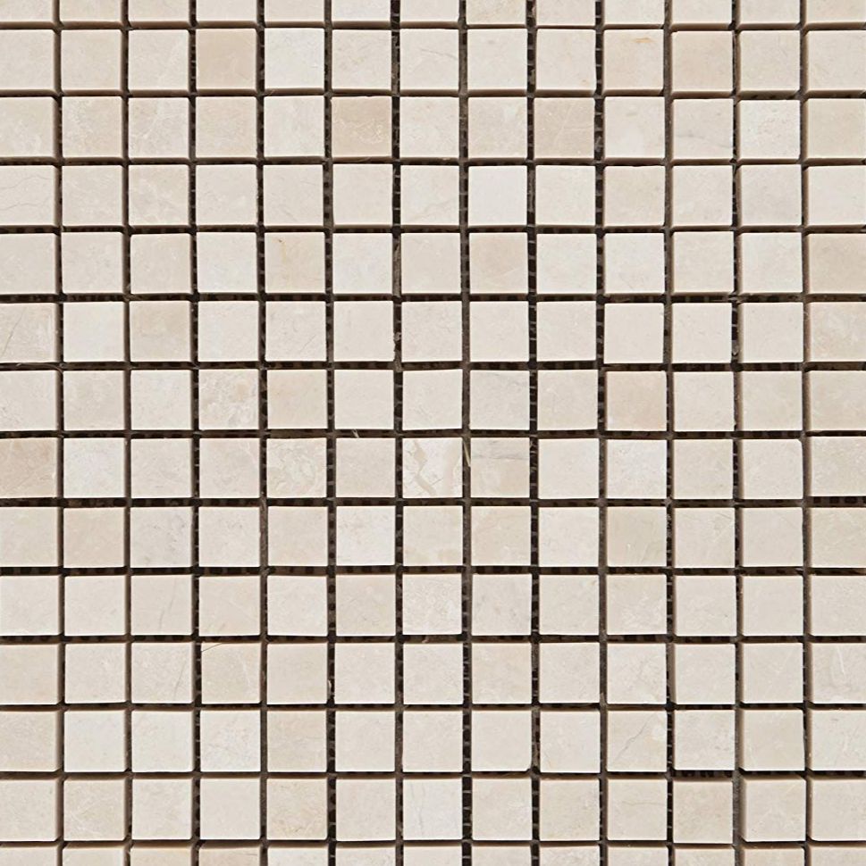 5/8 X 5/8 White Pearl / Botticino Marble Polished Mosaic Tile-Marble Mosaic-American Tile Depot