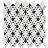 Carrara White Marble Honed Lattice Mosaic Tile w / Black Dots