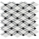 Carrara White Marble Honed Lattice Mosaic Tile w / Black Dots