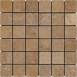 2 X 2 Noce Travertine Tumbled Mosaic Tile