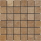 2 X 2 Noce Travertine Tumbled Mosaic Tile