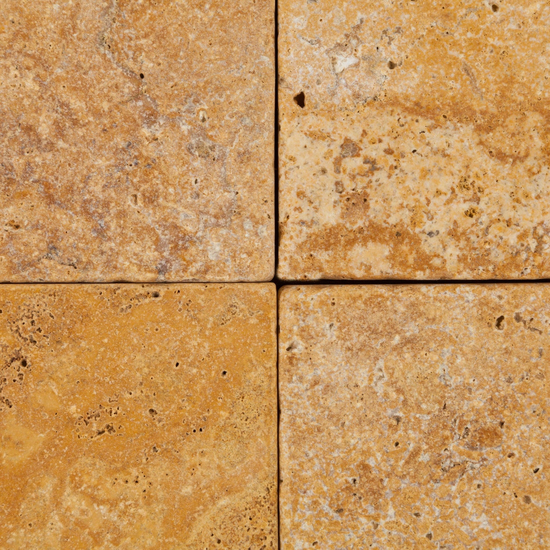 6 X 6 Gold / Yellow Travertine Tumbled Field Tile-Travertine Tile-American Tile Depot