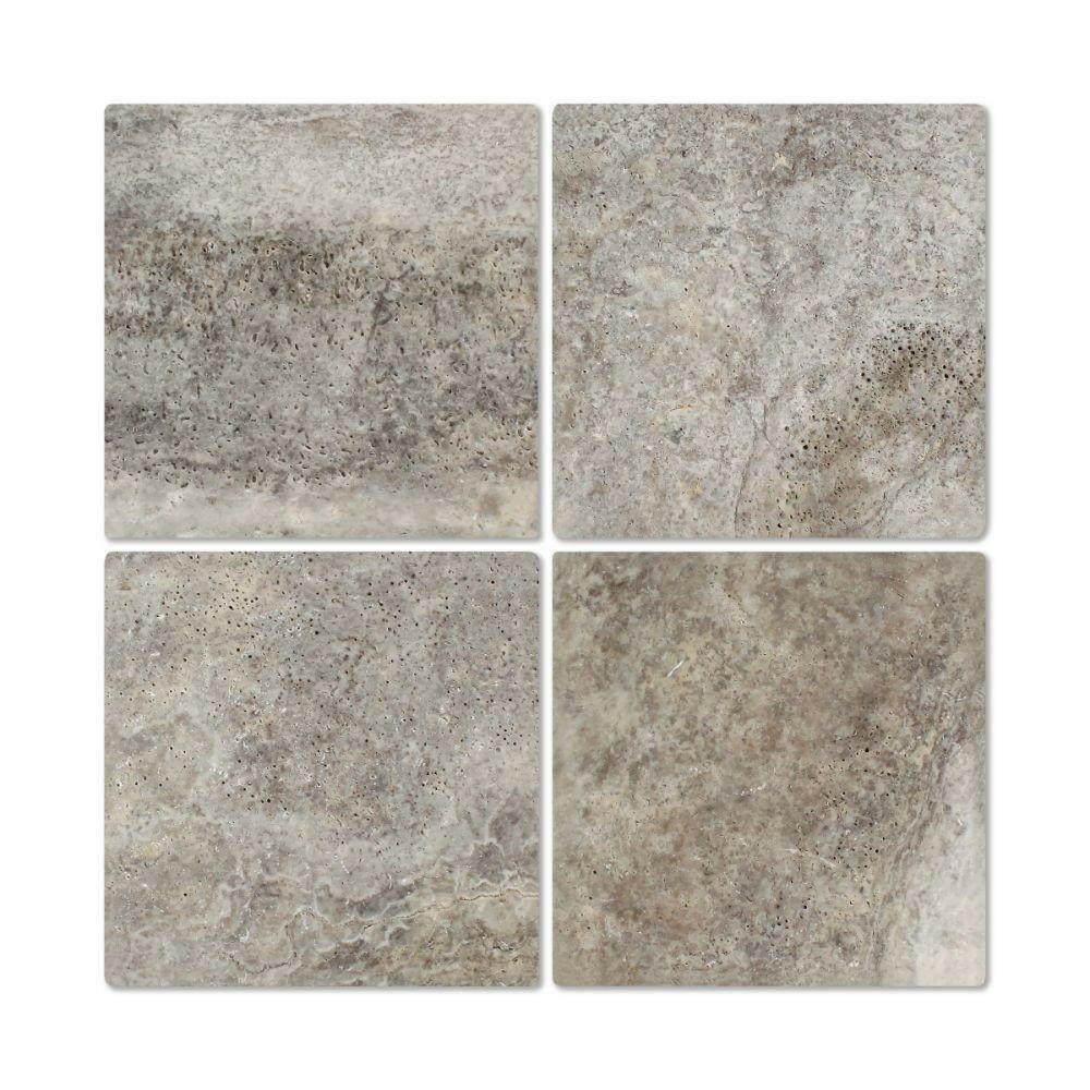 6 X 6 Silver Travertine Tumbled Field Tile-Travertine Tile-American Tile Depot