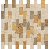 1 X 2 Mixed Travertine Split-Faced Brick Mosaic Tile