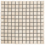 1 X 1 White Pearl / Botticino Marble Polished Mosaic Tile