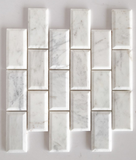 2 x 4 Bianco Venatino (Bianco Mare) Marble Polished & Beveled Brick Mosaic Tile