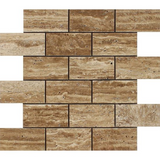 2 X 4 Noce Exotic Travertine (Vein-Cut) Polished & Unfilled Brick Mosaic Tile