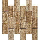 2 X 4 Noce Exotic Travertine (Vein-Cut) Polished & Unfilled Brick Mosaic Tile