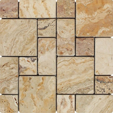 Valencia Travertine 3-Pieced Mini-Pattern Tumbled Mosaic Tile