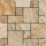 Valencia Travertine 3-Pieced Mini-Pattern Tumbled Mosaic Tile