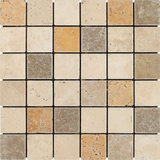 2 X 2 Mixed Travertine Tumbled Mosaic Tile