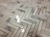 Calacatta Gold Marble Honed 1 x 4 Herringbone Mosaic Tile