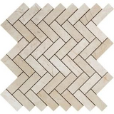 Crema Marfil Marble Polished 1 x 3 Herringbone Mosaic Tile