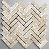 Crema Marfil Marble Polished 1 x 3 Herringbone Mosaic Tile