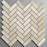 Crema Marfil Marble Honed 1 x 3 Herringbone Mosaic Tile