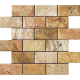 2 X 4 Scabos Travertine Honed & Beveled Brick Mosaic