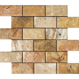 2 X 4 Scabos Travertine Honed & Beveled Brick Mosaic