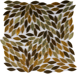 Laurel Gold Flower Glass Mosaic Tile