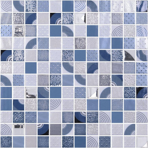 1 x 1 Phoenix Malla Athos Polished Square Glass Mosaic Tile