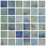 Phoenix Jasper Forest Blue Polished Square Glass Mosaic Tile