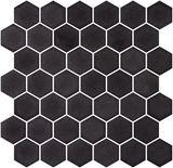 Phoenix Stoneglass XL Black Matte Hexagon Glass Mosaic Tile