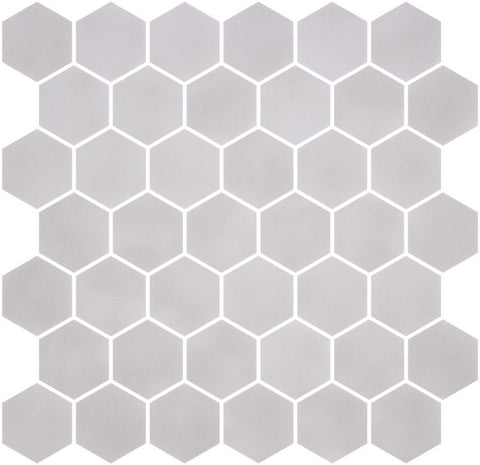 Phoenix Stoneglass XL Gainsboro Matte Hexagon Glass Mosaic Tile