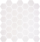 Phoenix Stoneglass XL White Matte Hexagon Glass Mosaic Tile