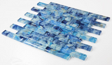 Summer Watercolor Blue Linear Glass Mosaic Tile-Glass Mosaic-American Tile Depot