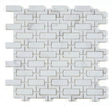 Parisienne White Polished Brick Marble Mosaic Tile