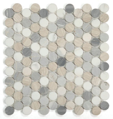 Curvus Blue Circular Marble Mosaic Tile