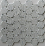 Phoenix Marbling Blue Polished Hexagon Glass Mosaic Tile