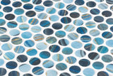 Phoenix Penny Blue Polished Circular Glass Mosaic Tile