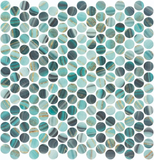 Phoenix Penny Teal Polished Circular Glass Mosaic Tile