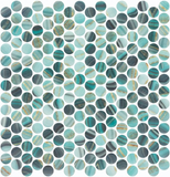 Phoenix Penny Teal Polished Circular Glass Mosaic Tile