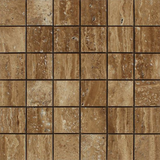 2 X 2 Noce Exotic Travertine (Vein-Cut) Brushed & Unfilled Mosaic Tile