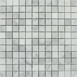 1 X 1 Bianco Venatino (Bianco Mare) Marble Honed Mosaic Tile