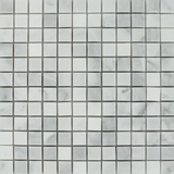 1 X 1 Bianco Venatino (Bianco Mare) Marble Honed Mosaic Tile