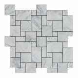 Carrara White Marble Polished Mini Versailles Mosaic Tile