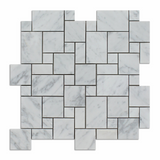 Carrara White Marble Polished Mini Versailles Mosaic Tile