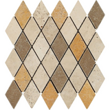 Mixed Travertine 2 X 4 Tumbled Diamond Mosaic Tile