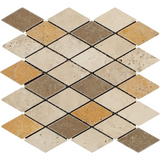 Mixed Travertine 2 X 4 Tumbled Diamond Mosaic Tile