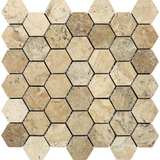 Philadelphia Travertine Tumbled 2'' Hexagon Mosaic Tile