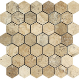 Philadelphia Travertine Tumbled 2'' Hexagon Mosaic Tile