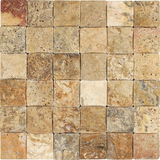 2 X 2 Scabos Travertine Tumbled CNC Arched 3-D Mosaic Tile